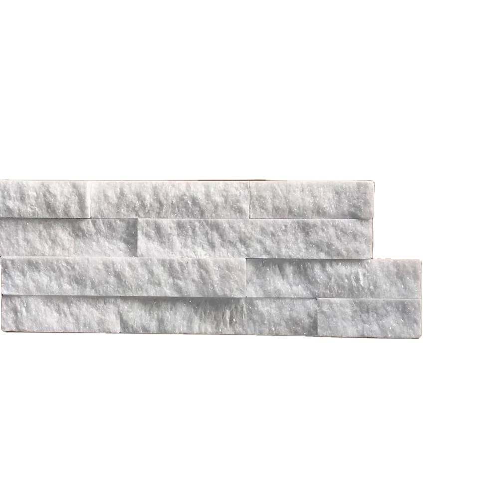 Pure White Quartzite Veneer Peel Stacked Stone slate tiles Wall Panel