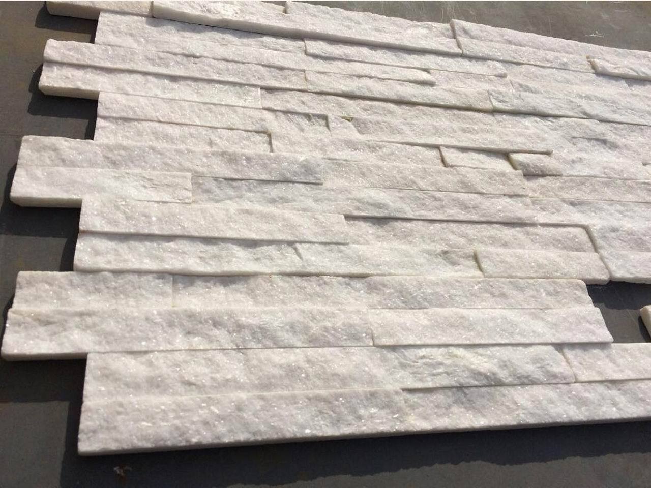 Pure White Quartzite Veneer Peel Stacked Stone slate tiles Wall Panel