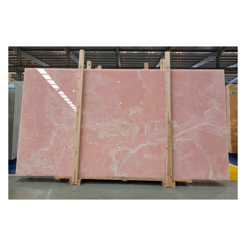 Polished Antique & Honed Pink Onyx Natural Marble Slab for Countertops Big Stone Form