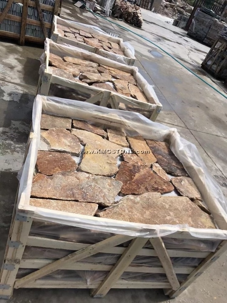 Natural Slate Veneer Paving Stone Random Culture Split Wall Stone Limestone Flagstone for Exterior Villa Hotel & Hospital Decor