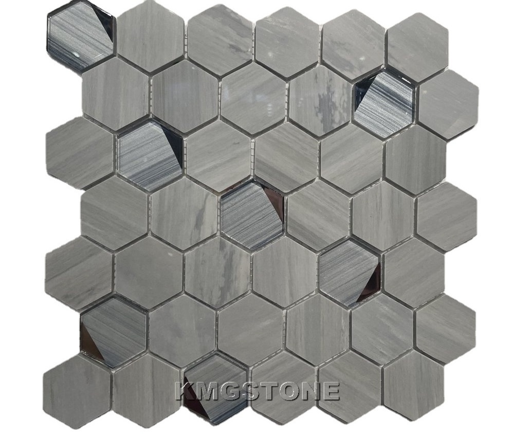 Cheap Marble Mosaic  Herringbone  Look Bathroom Tile