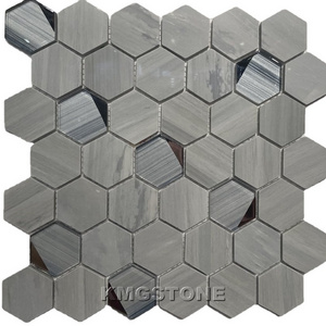 Cheap Marble Mosaic  Herringbone  Look Bathroom Tile