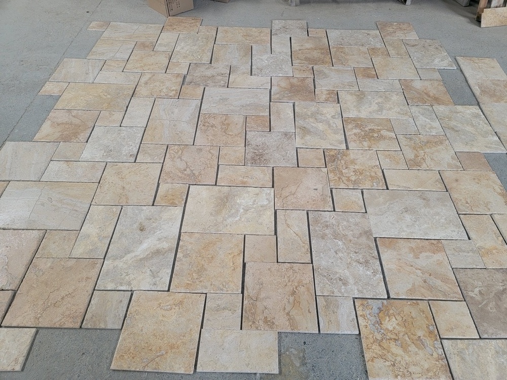 Wholesale Natural Silver White Travertine Antique Travertine Tile French Pattern Paver