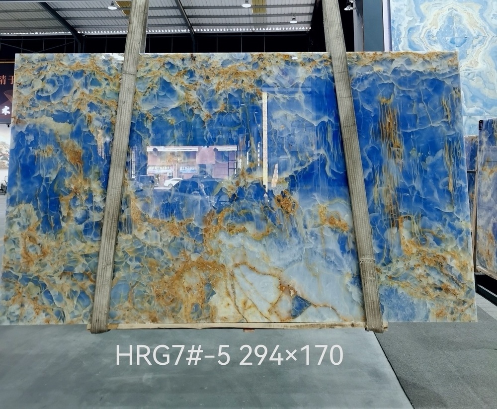 Honey Onyx Marble Slab Polished Countertop for Kitchen Floor & Wall Staircase Blue Onyx Sink at an Price