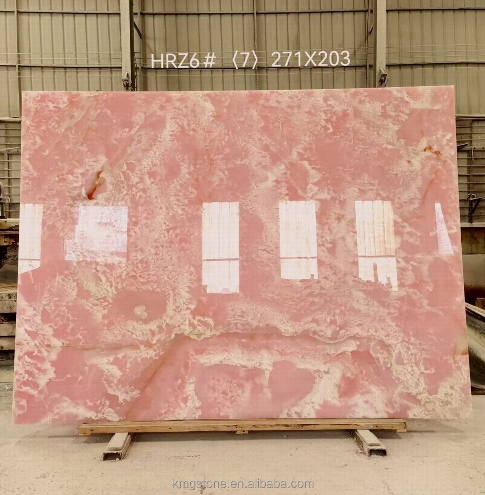 Polished Antique & Honed Pink Onyx Natural Marble Slab for Countertops Big Stone Form