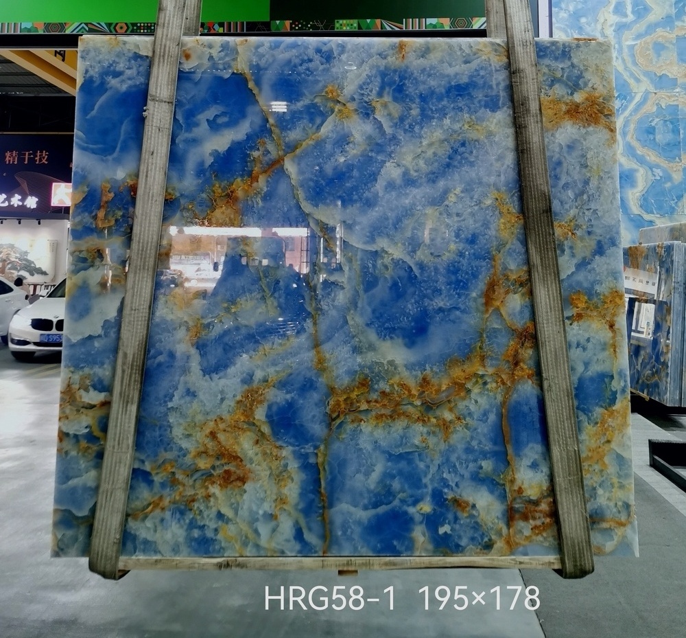 Natural Stone Iran  Blocks  Backlit ice  Blue Onyx Marble Tiles Shower Floor And Wall