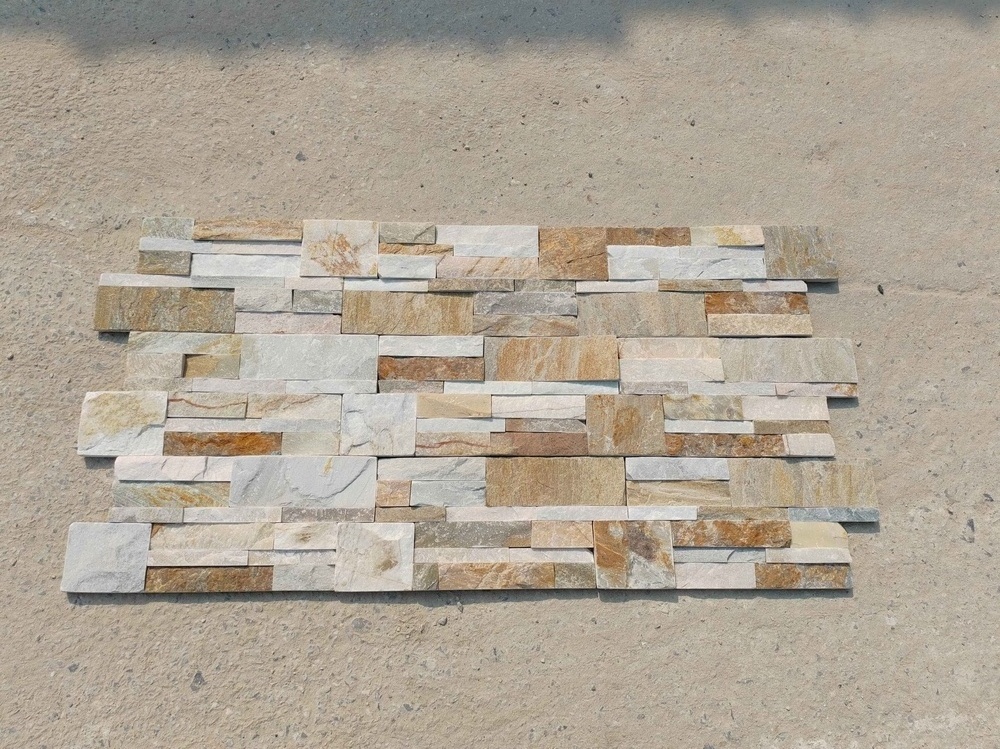 Modern Design Yellow Quartzite Stone Cladding Split Surface Slate with Antacid Erosion Resistance Veneer