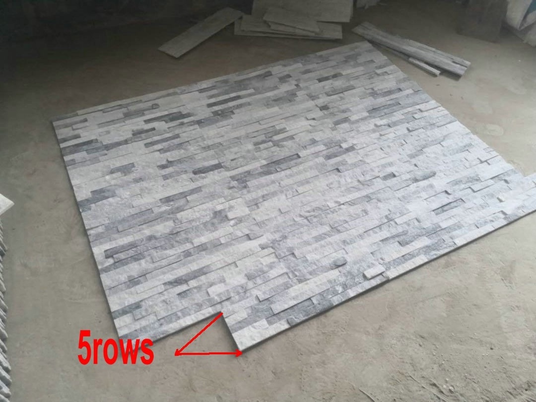 Modern Rectangle Shape Grey Natural Quartz Slate Tiles for Outdoor Culture Wall Villa and Hotel Exterior Stone Veneer