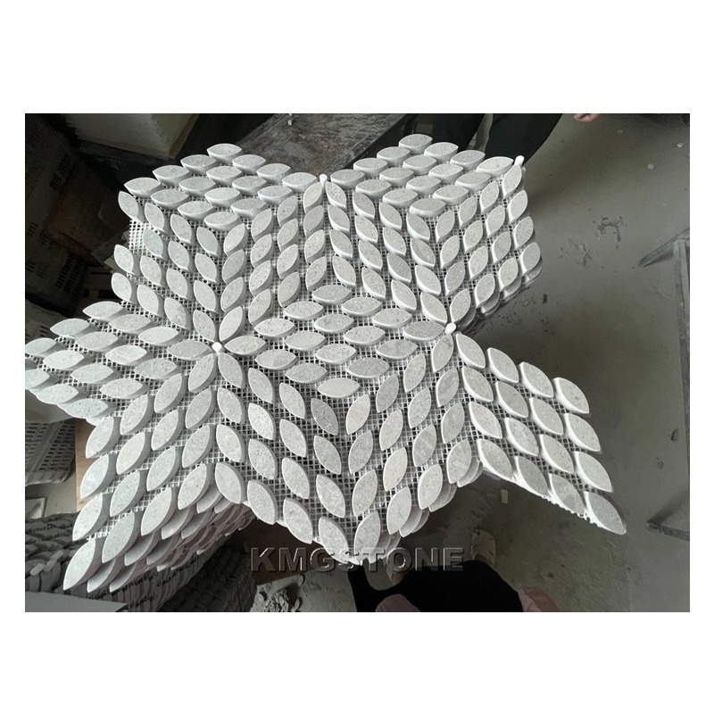 Modern Hexagon Natural Stone Mosaic Wall Tile Travertine Glass Blue Color Family Bathroom Outdoor Hotel Interior Walls Outdoor