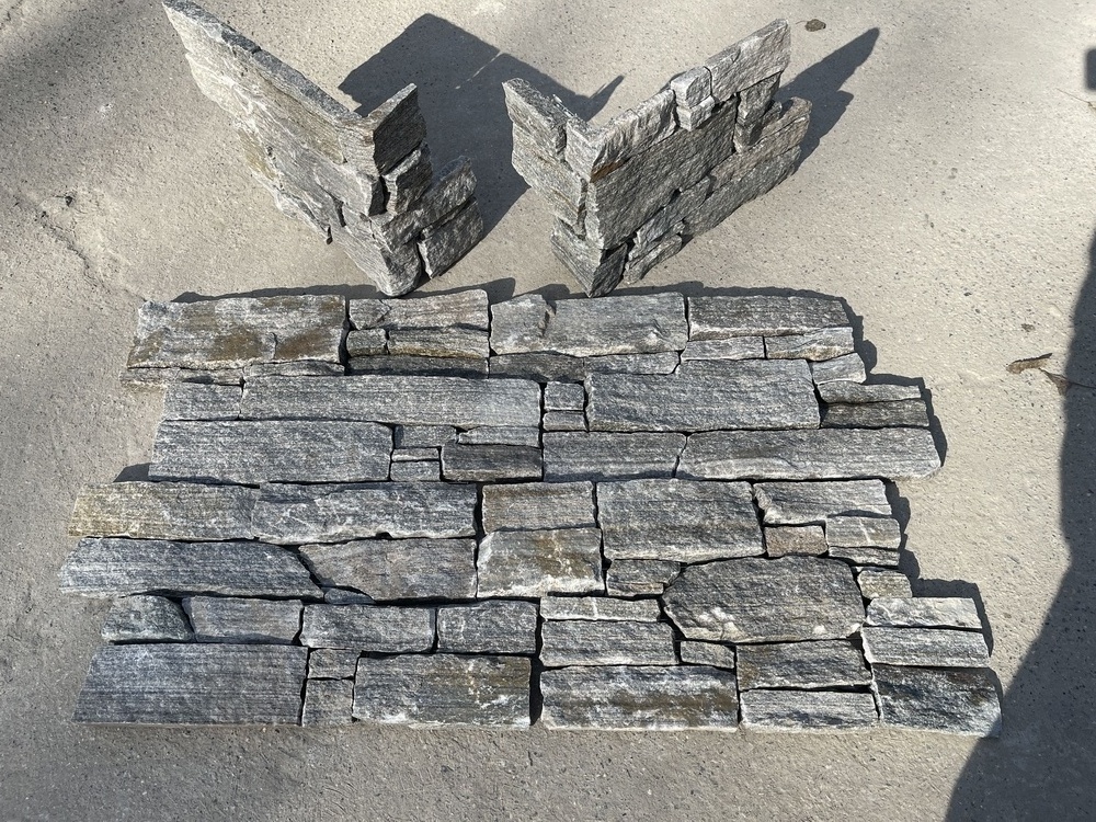 Natural Gray Cement Backed Ledge Stone Panels Exterior Wall Stone Decoration