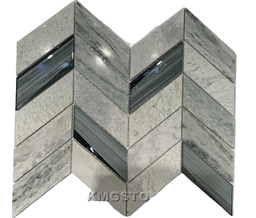 Cheap Marble Mosaic  Herringbone  Look Bathroom Tile