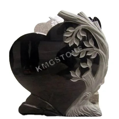 Black Marble Stone For Grave Heart Shaped Headstones Tombstones And Monuments Statues