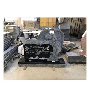 Absolute Black Granite Headstones Monuments Modern American Design Wholesale for Cemetery Graves