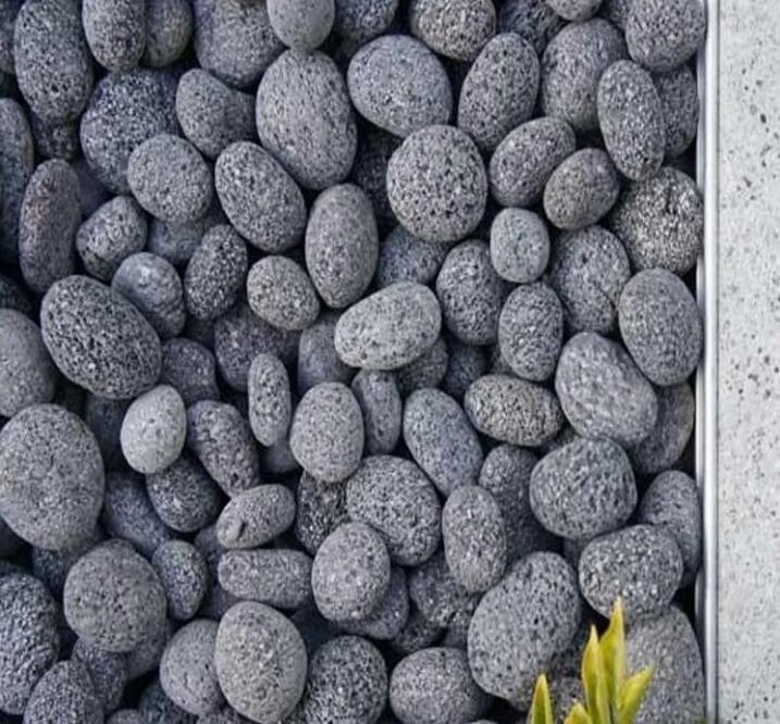 Black Natural Lava Cobble Stone for firepits