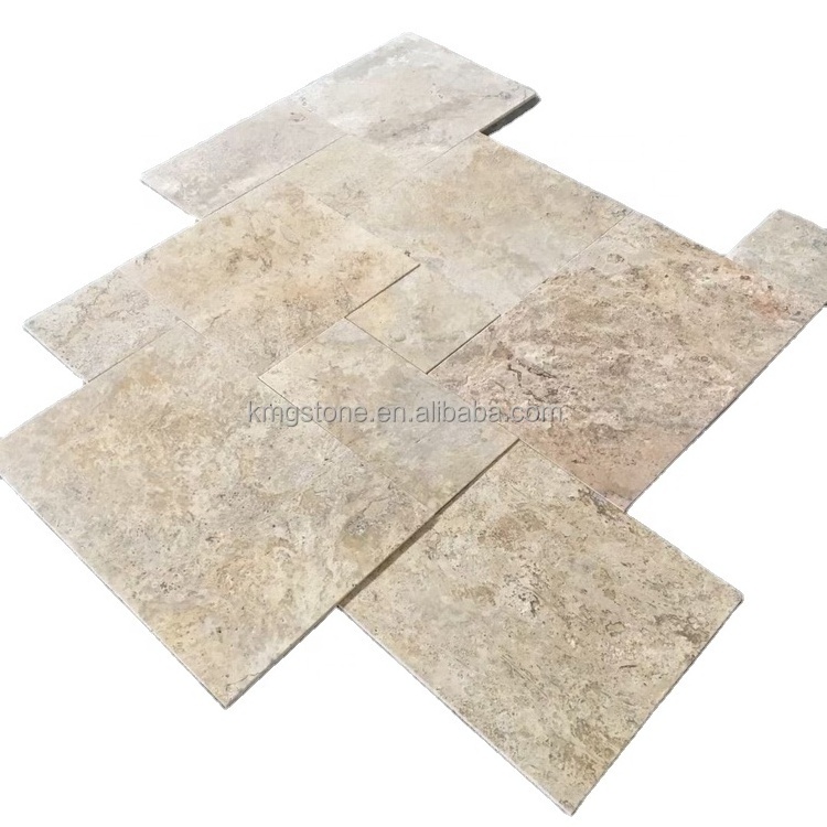 Wholesale Natural Silver White Travertine Antique Travertine Tile French Pattern Paver