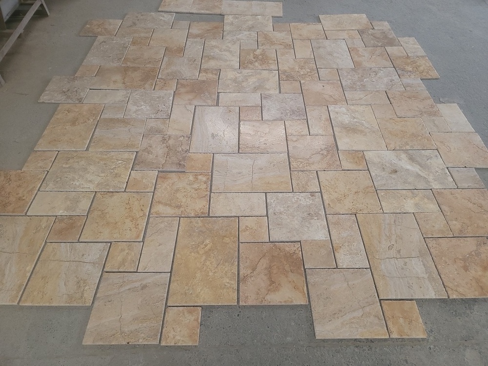 Iran Travertine Marble Beige  Stone Pattern Ivory Tumbled Travertine Paver For Pool