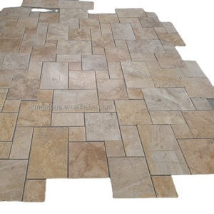 Iran Travertine Marble Beige  Stone Pattern Ivory Tumbled Travertine Paver For Pool