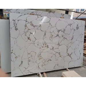 Calacatta White Quartz Stone Slab Cut-to-Size Artificial Marble Stone Countertops Floors Interiors Exteriors Hotels-Chinese