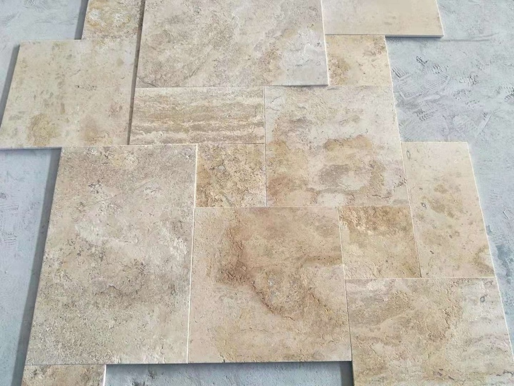 Wholesale Natural Silver White Travertine Antique Travertine Tile French Pattern Paver