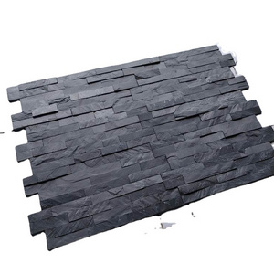 Modern Design 150x600 Black Slate Culture Stone Tiles Exterior Wall Cladding Natural Surface Outdoor Wall Decoration Supply