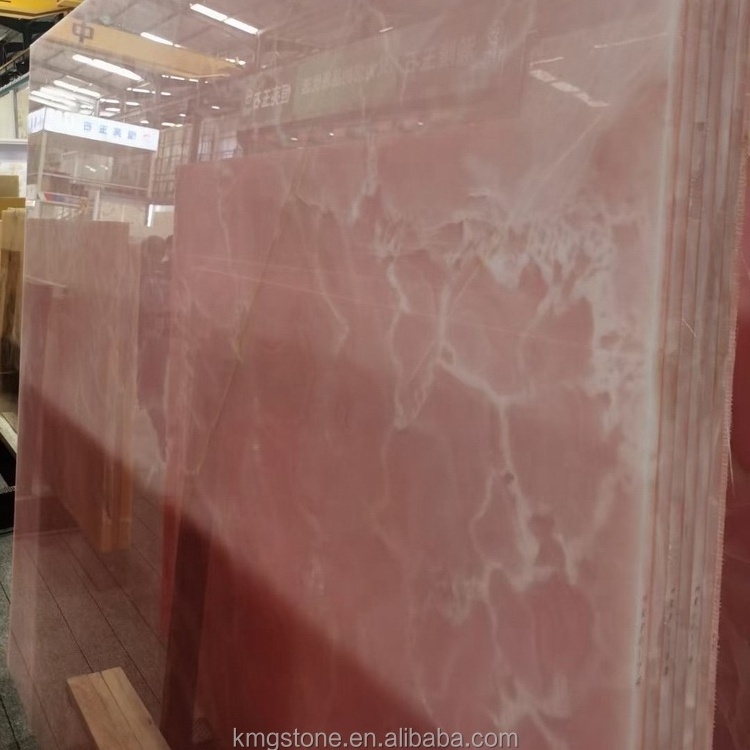 Polished Antique & Honed Pink Onyx Natural Marble Slab for Countertops Big Stone Form