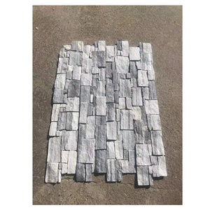 Modern-Style Cloudy Grey Quartzite Ledgestone Veneer Antacid Erosion-Resistant Tile Exterior Interior Custom Size Villas Hotels