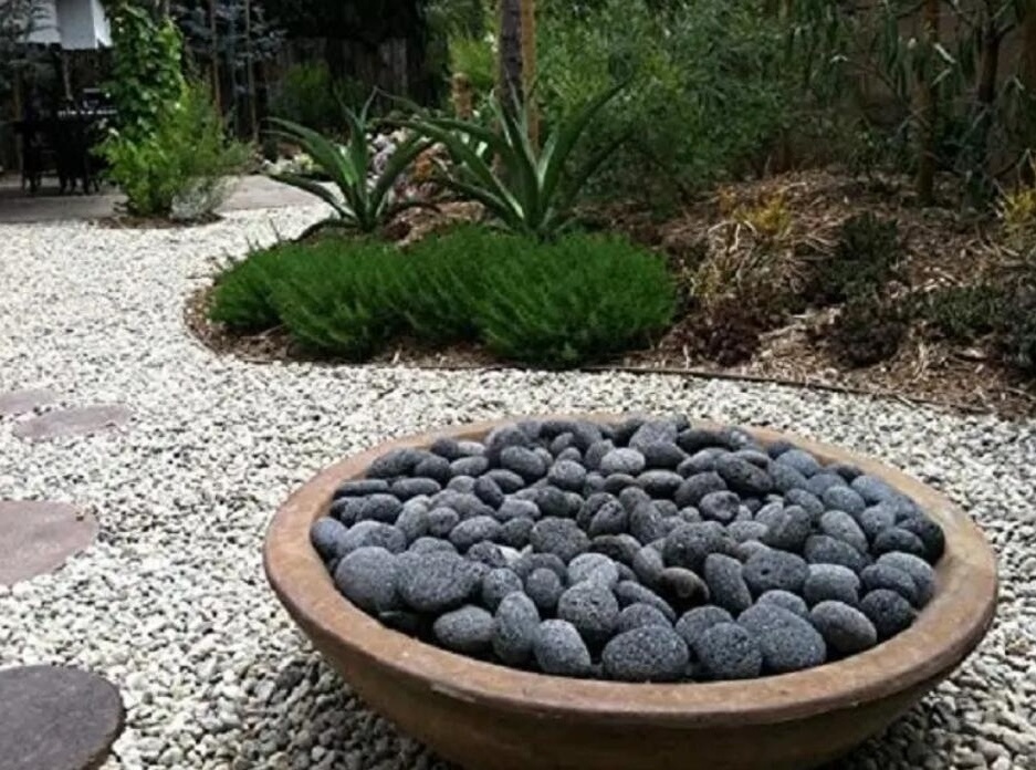 Black Natural Lava Cobble Stone for firepits