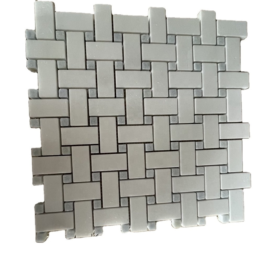 Cheap Marble Mosaic  Herringbone  Look Bathroom Tile