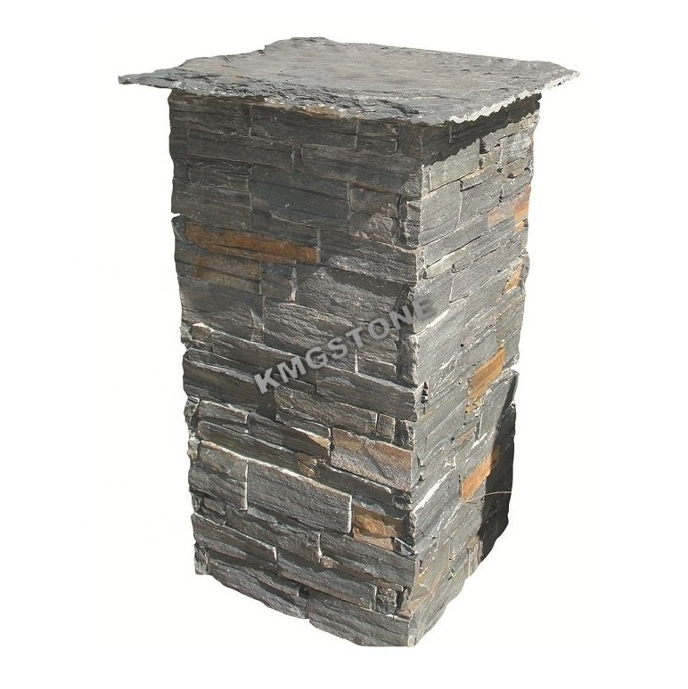 Natural Slate Pillar Wall Cladding Cultured Stone Outdoor Courtyard Decor Erosion Antacid Tile Cement Board Polished Honed