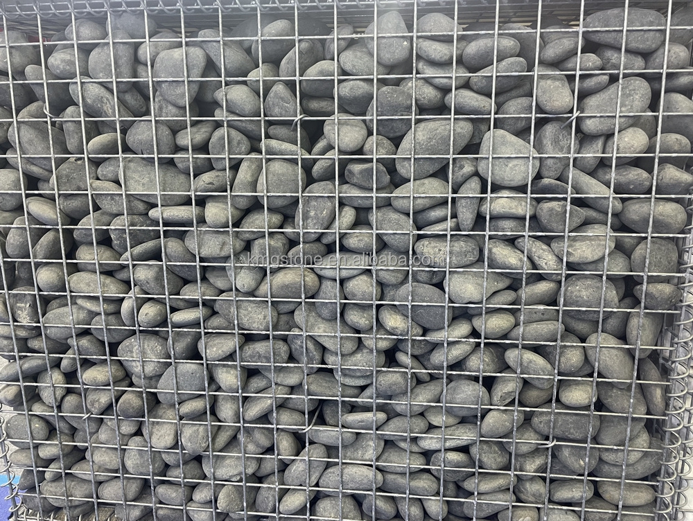 Natural Rock Pebbles Polished Black Cobblestone Modern Design Outdoor and Garden Landscape Grey Stone Finish