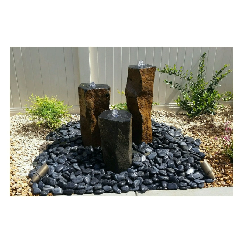 Natural Rock Pebbles Polished Black Cobblestone Modern Design Outdoor and Garden Landscape Grey Stone Finish