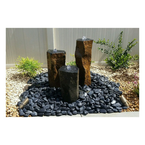 Natural Rock Pebbles Polished Black Cobblestone Modern Design Outdoor and Garden Landscape Grey Stone Finish