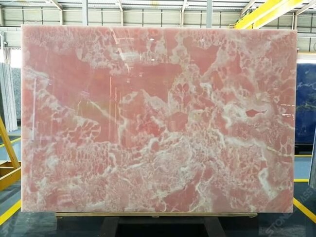 Polished Antique & Honed Pink Onyx Natural Marble Slab for Countertops Big Stone Form