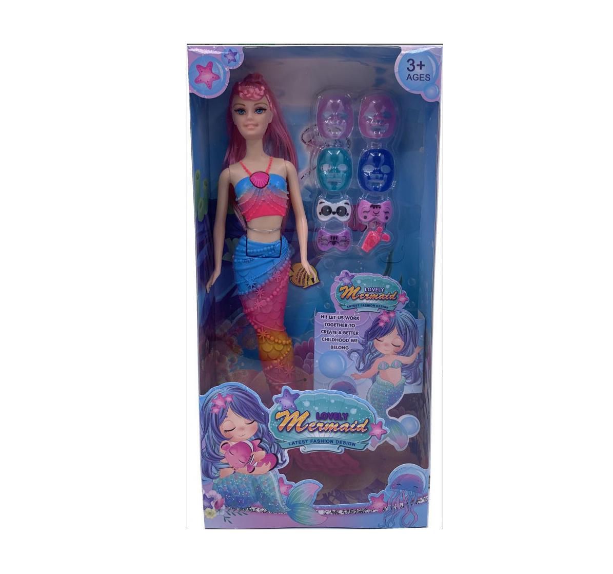 11 Inch Solid Body Dolls Mermaid dolls with Light Music Toys for Girl Super Beautiful Little Mermaid