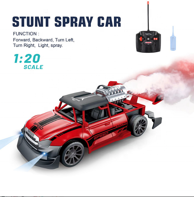 Hot Scale RC Stunt Spray Car With Light For Kids High Speed Electric 5 Way Remote Control Car