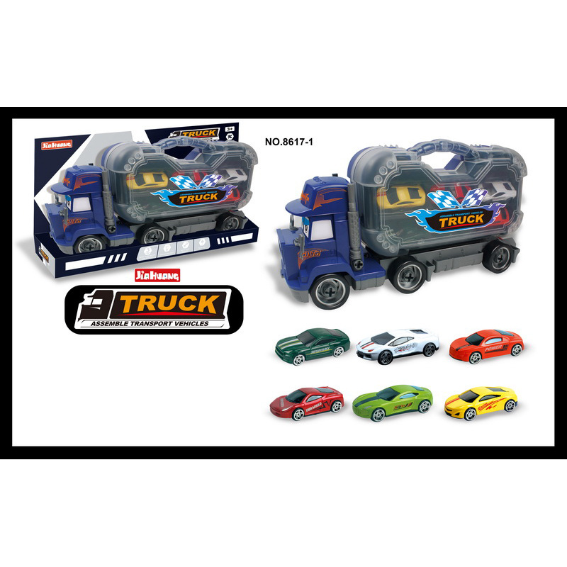 Hot Selling Assemble Vehicles Truck Model Toy With Storage Box Container Alloy Diecast Car  Set