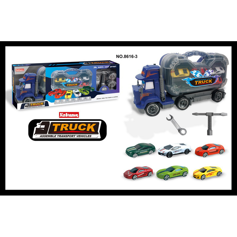 Hot Selling Assemble Vehicles Truck Model Toy With Storage Box Container Alloy Diecast Car  Set