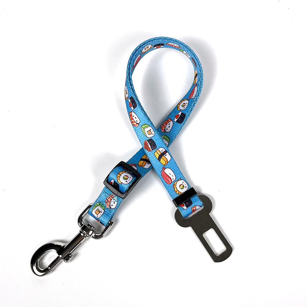 Pets Accessories Adjustable Dog Car Seat Belt With Printed Polyester Seatbelt Webbing