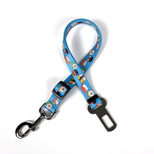 Pets Accessories Adjustable Dog Car Seat Belt With Printed Polyester Seatbelt Webbing