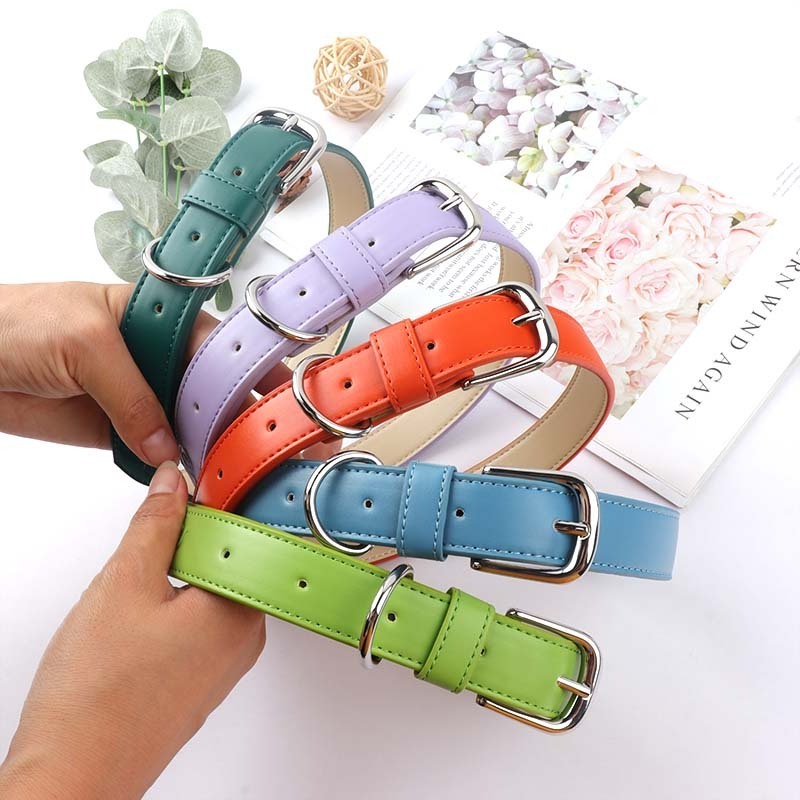 New Arrival Popular Soft Comfortable Colorful Custom TPU leather dog collar charm and leash set with metal adjustable buckle