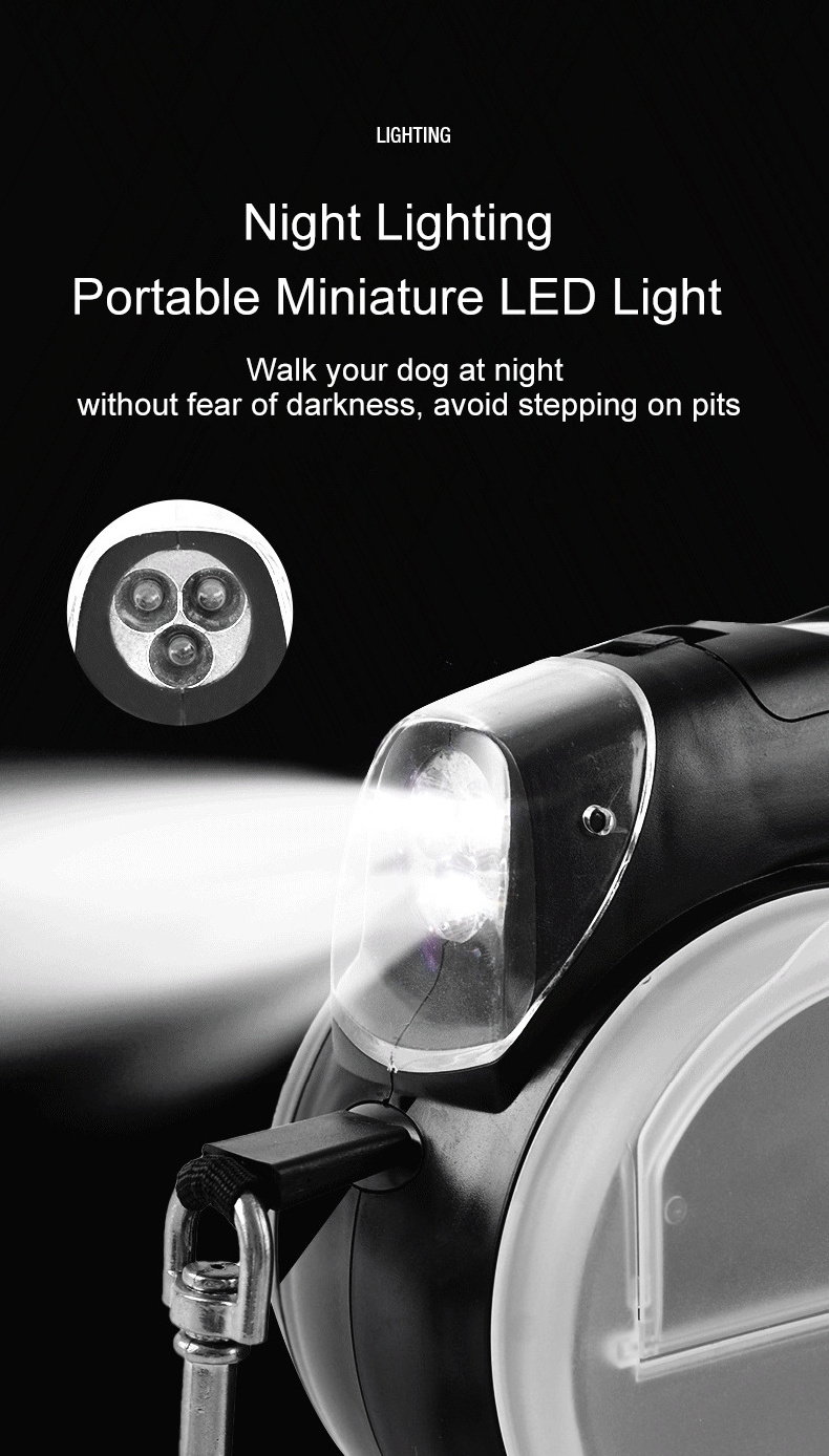 Custom Logo Led Retractable Dog leash Flexible Accessories Bright Flash Lighted Walking Belt Nylon Automatic Pets Dog Lead Leash