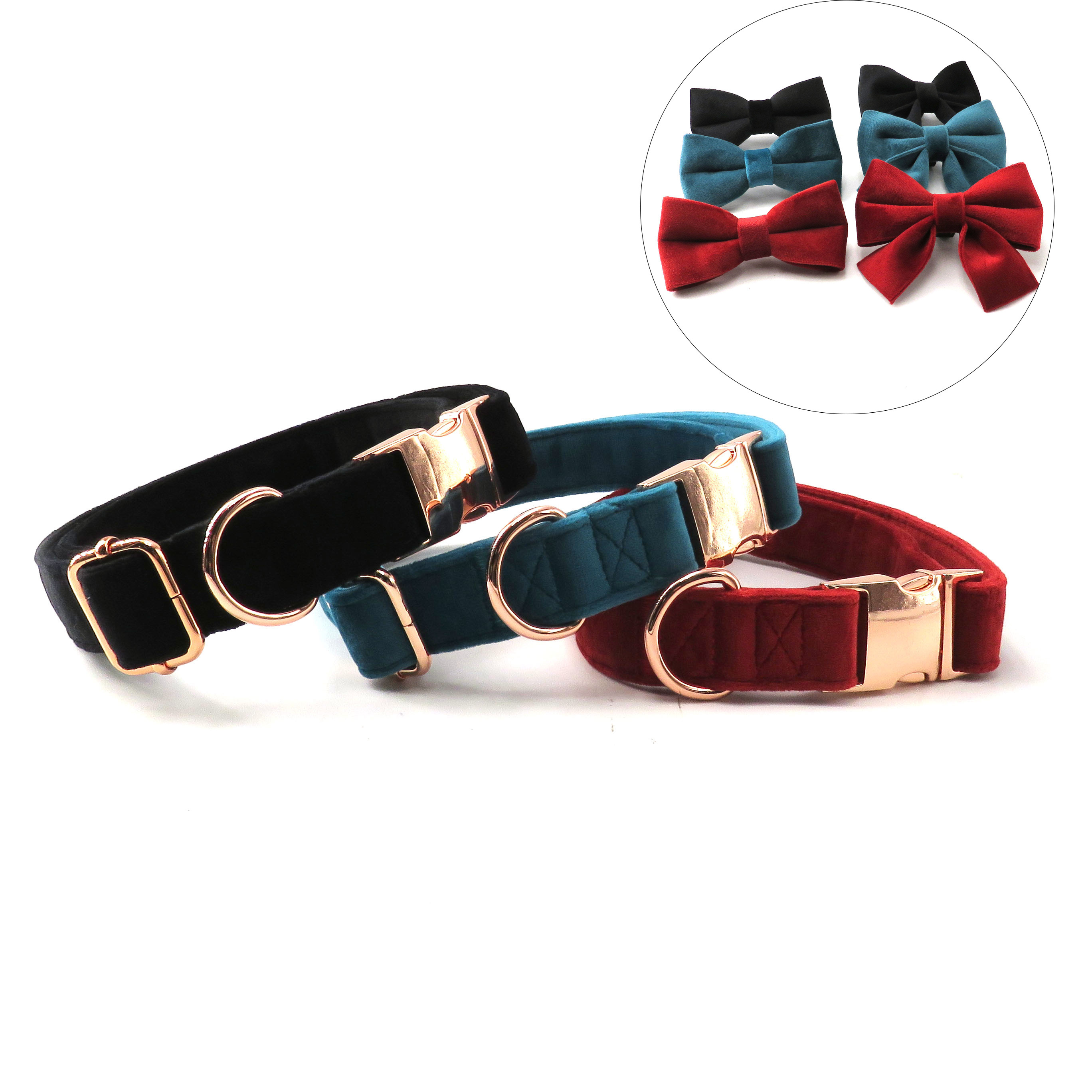 Adjustable Pet Collar All Size Quick Release Safety Velvet Dog Collars With Metal Accessories Buckle