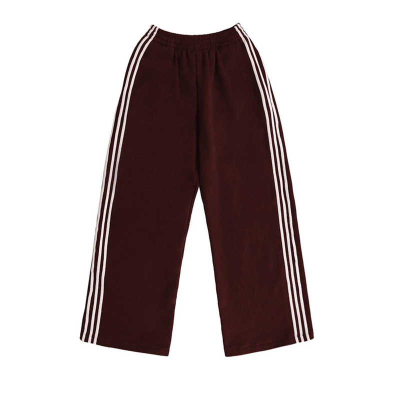 Customized Striped Tape Side Wide Leg Sporty Pants Men Y2K Streetwear Nylon Track Pants Straight Leg Sweatpants