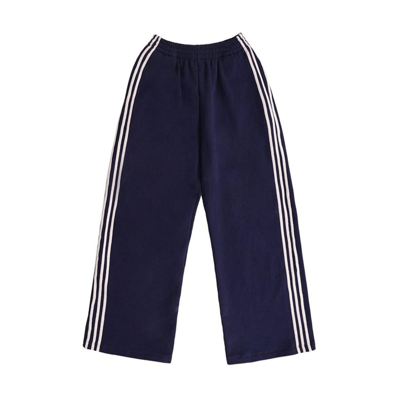 Customized Striped Tape Side Wide Leg Sporty Pants Men Y2K Streetwear Nylon Track Pants Straight Leg Sweatpants