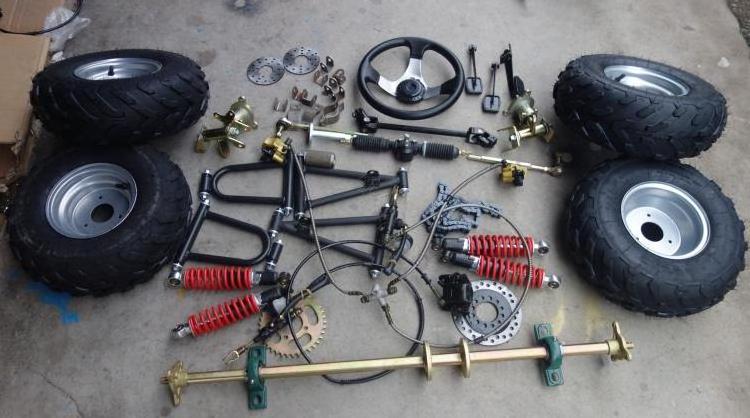 Go Kart 1M Axle Kit off-road kart modified steering suspension rear axle rear axle front and rear disc brake 7 inch wheel