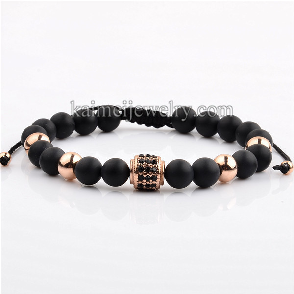 Leading Brand Bohemian Stainless Steel Micro-Insert Crystal Ball Black Onyx Bracelet