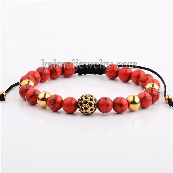 Leading Brand Bohemian Stainless Steel Micro-Insert Crystal Ball Black Onyx Bracelet