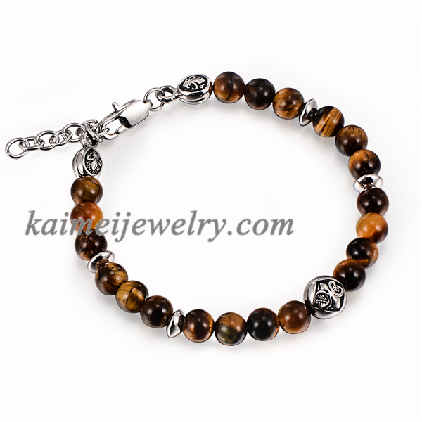 High Quality Yellow Tiger Eye Stainless Steel Lobster Clasp Bracelets