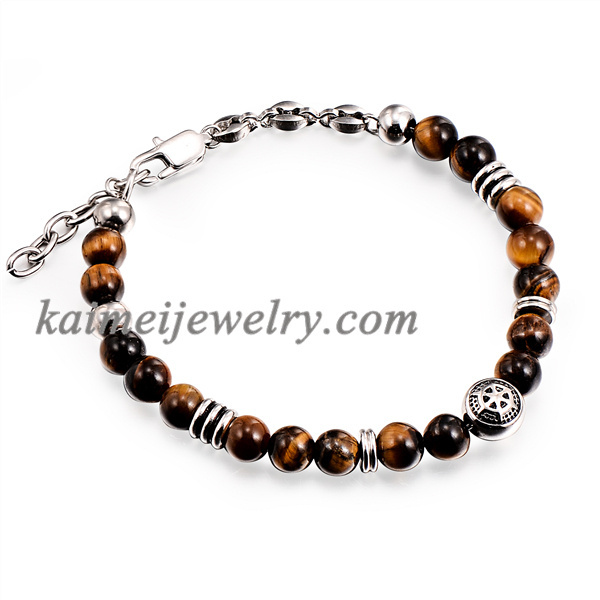 High Quality Yellow Tiger Eye Stainless Steel Lobster Clasp Bracelets