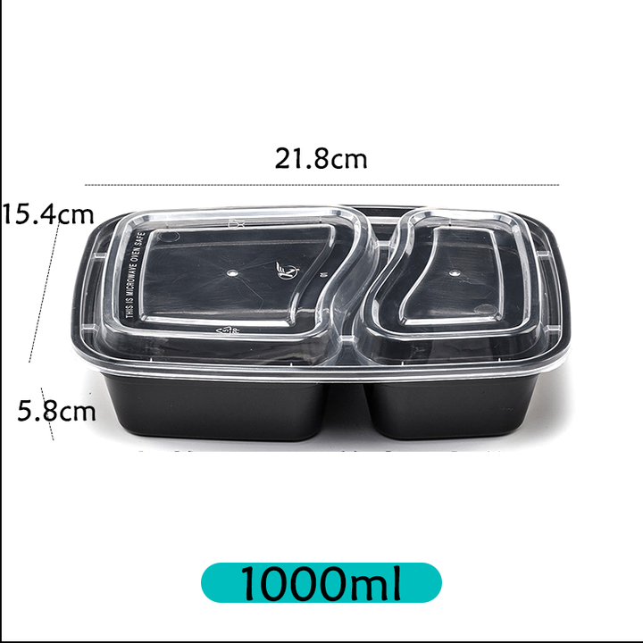 Customized double grid PP plastic disposable lunch takeout box Microwavable Plastic Lunch Bento Box Food Container